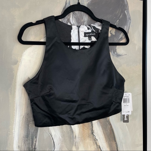 Sequin Hearts Black Cropped Sleeveless Party Top - Picture 2 of 6